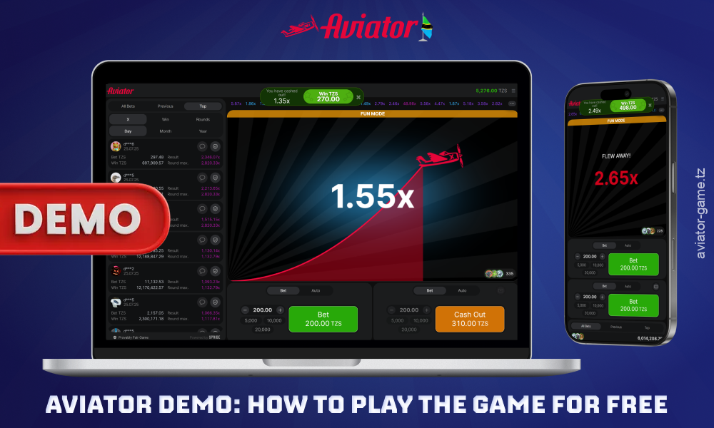 Players from Tanzania can play the Aviator demo with a virtual balance without the risk of losing real money